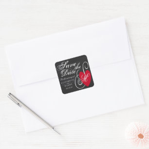 Vintage Fancy Heart - Schiefertafel Save the Date Quadratischer Aufkleber