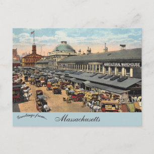 Vintage Faneuil Market und Quincy Market Boston MA Postkarte