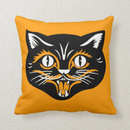 Vintage Fangzähne für Schwarze Katze im klassische Kissen