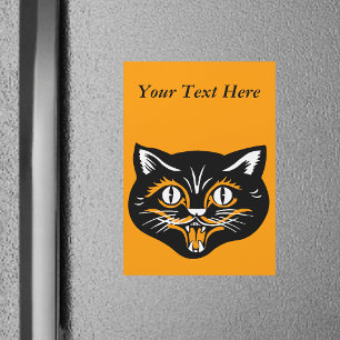 Vintage Fangzähne für Schwarze Katze im klassische Magnetkarte