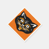 Vintage Fangzähne für Schwarze Katze im klassische Serviette (Ecke)