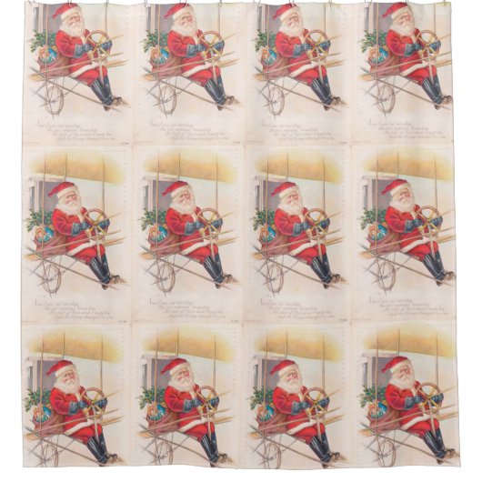 Vintage Fantasie der Santa Airship Duschvorhang (Vorderseite)