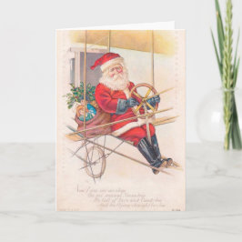Vintage Fantasie der Santa Airship Feiertagskarte