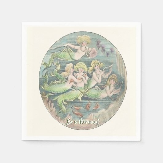 Vintage Fantasieamäden, Sei eine Meerjungfrau Serviette (Vorderseite)