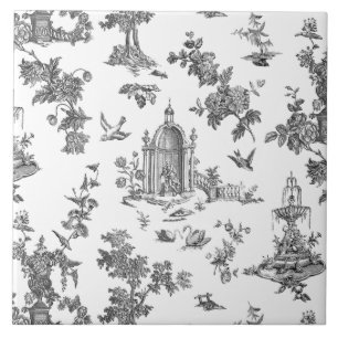 Vintage fantastische Brunnnen und Bäume Toile-B & Fliese