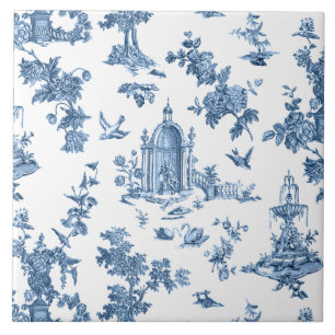 Vintage Fantastische Springbrunnen und Bäume Toile Fliese