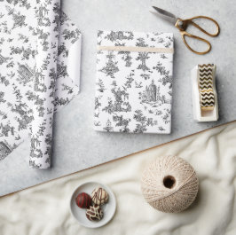 Vintage Fantastische Springbrunnen und Bäume Toile Geschenkpapier