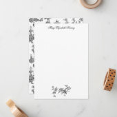 Vintage Fantastische Springbrunnen und Bäume Toile Mitteilungskarte (Vorderseite/Rückseite Beispiel)