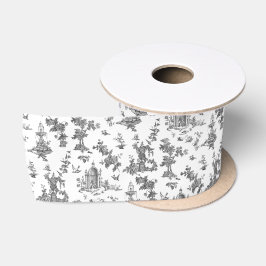 Vintage Fantastische Springbrunnen und Bäume Toile Satinband