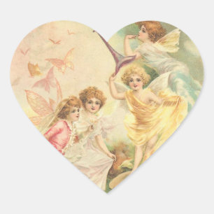 Vintage-Fantasy-Feien Herz-Aufkleber