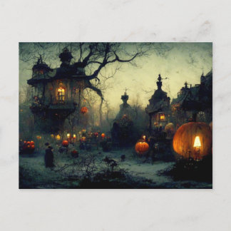 Vintage Fantasy Spooky Halloween Nacht Feiertagspostkarte
