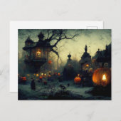 Vintage Fantasy Spooky Halloween Nacht Feiertagspostkarte (Vorne/Hinten)