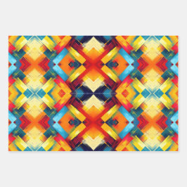 Vintage Farbbilder: Stilvolle geometrische Formen Geschenkpapier Set