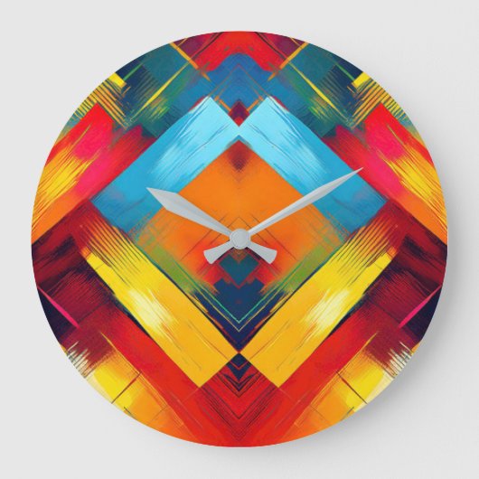 Vintage Farbbilder: Stilvolle geometrische Formen Große Wanduhr (Vorderseite)