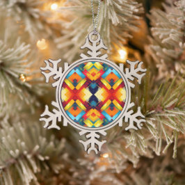 Vintage Farbbilder: Stilvolle geometrische Formen Schneeflocken Zinn-Ornament