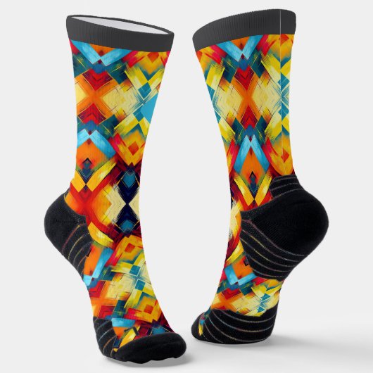 Vintage Farbbilder: Stilvolle geometrische Formen Socken (Gewinkelt)