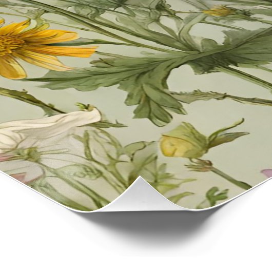 Vintage Farbblende Wildblumen Poster (Ecke)
