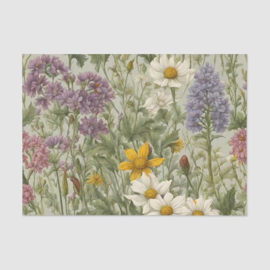 Vintage Farbblende Wildblumen Seidenpapier (Vorderseite)