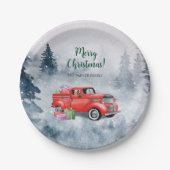 Vintage Farbe Roter Weihnachtsmann Truck Pappteller (Vorderseite)