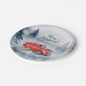 Vintage Farbe Roter Weihnachtsmann Truck Pappteller (Schrägansicht)