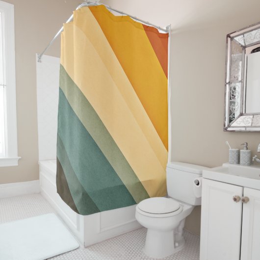 Vintage Farben Diagonale Streifen Duschvorhang (Beispiel)