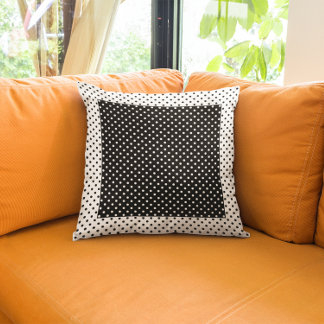 Vintage-Farbenblock Schwarz-Weiß-Polka-Punkte Kissen