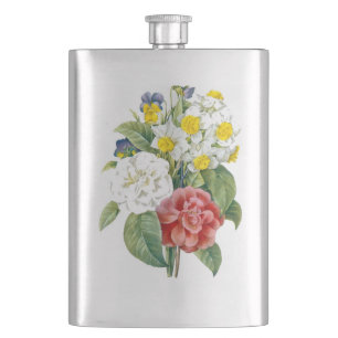vintage farbenfrohe Blumen von Redoute. Flachmann