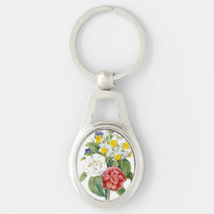 vintage farbenfrohe Blumen von Redoute. Schlüsselanhänger