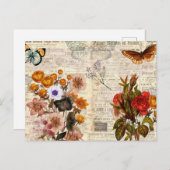 Vintage Farbenfrohe Blumendekoupage Postkarte (Vorne/Hinten)