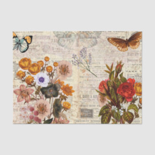Vintage Farbenfrohe Blumendekoupage Seidenpapier