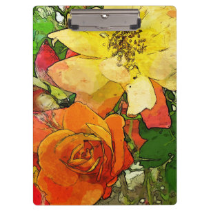 vintage farbenfrohe Blumengestaltung Hintergrund 2 Klemmbrett