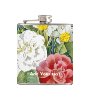 vintage farbenfrohe botanische Blumen von Redoute. Flachmann