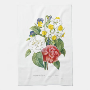 vintage farbenfrohe botanische Blumen von Redoute. Handtuch