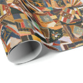Vintage farbenfrohe Crazy Quilt Geschenkpapier (Rolleneckpunkt)