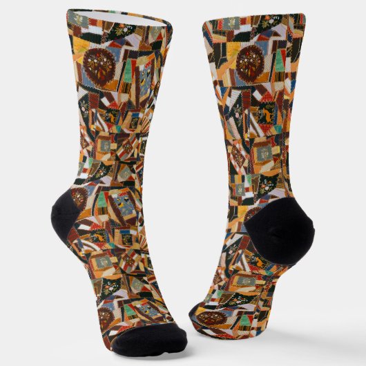 Vintage farbenfrohe Crazy Quilt Socken (Gewinkelt)