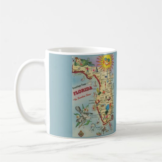 Vintage Farbenfrohe Florida Postkarte Tasse (Links)