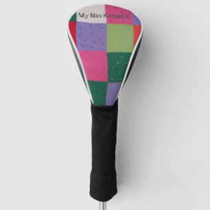 Vintage farbenfrohe gestrickte Patchwork-Quadrate Golf Headcover