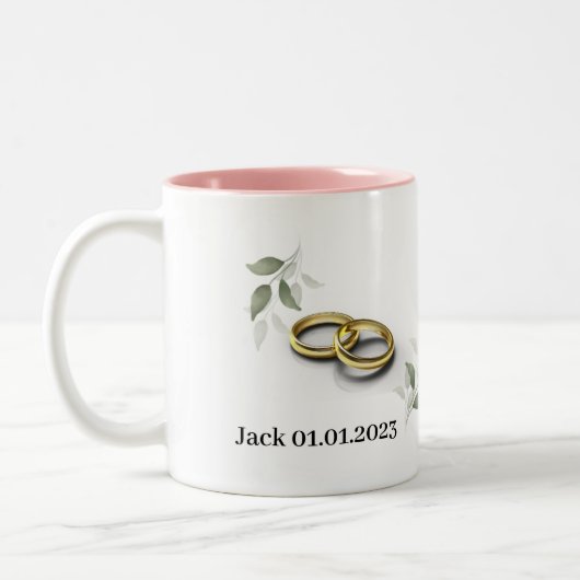 Vintage farbenfrohe Hochzeitsfeier Tasse (Links)