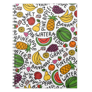 Vintage farbenfrohe Muster zum Thema Essen, pro Notizblock