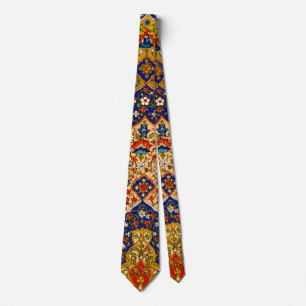 Vintage Farbenfrohe persische Blumenkunst Krawatte