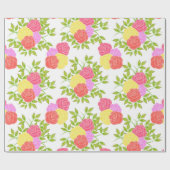 Vintage farbenfrohe Rose Blumenmuster Geschenkpapier (Flach)