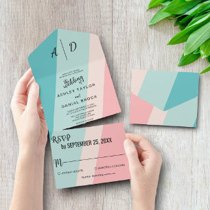 Vintage farbenfrohe Sommer-Hochzeitseinladung für  All In One Einladung