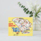 Vintage Farbenfrohe South Carolina Karte (Stehend Vorderseite)