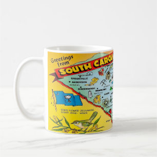Vintage farbenfrohe South Carolina Landkarte Tasse