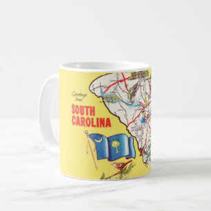 Vintage farbenfrohe South Carolina Landkarte Tasse