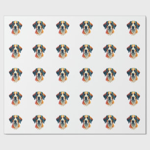 Vintage-farbenfrohes Hundeporträt im Pop-Art-Stil  Geschenkpapier