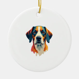 Vintage-farbenfrohes Hundeporträt im Pop-Art-Stil Keramik Ornament