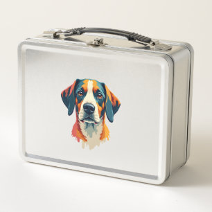 Vintage-farbenfrohes Hundeporträt im Pop-Art-Stil Metall Brotdose
