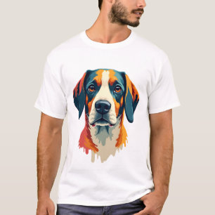 Vintage-farbenfrohes Hundeporträt im Pop-Art-Stil  T-Shirt