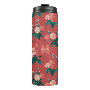 Vintage-farbenfrohes Pfingstrosenmuster - Maronefa Thermosbecher